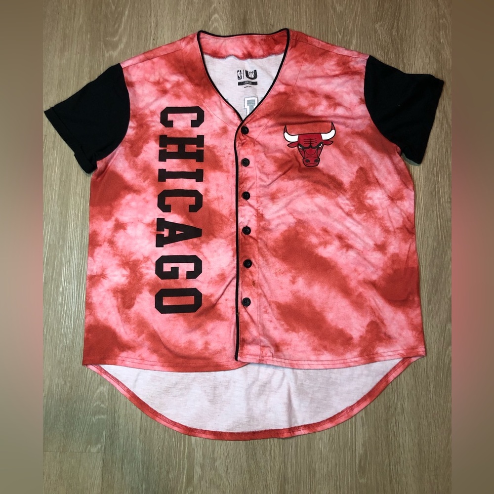 NBA Tops | 90s Chicago Bulls Vintage Tie Dye Button Down size LARGE